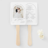 Modern Script Minimal Photo Arch Wedding Programs Handwaaier (Voorkant en achterkant)