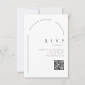 Modern Script Minimal Photo Arch Wedding QR code RSVP Kaartje (Voorkant)