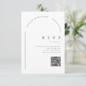 Modern Script Minimal Photo Arch Wedding QR code RSVP Kaartje (Staand voorkant)