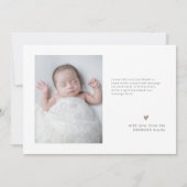 Modern Script Minimal Photo-Baby shower Bedankkaart (Achterkant)