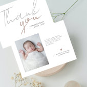 Modern Script Minimal Photo-Baby shower Bedankkaart