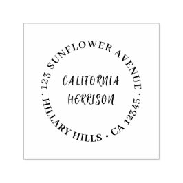 Modern Script | Minimal Round Return Address Zelfinktende Stempel
