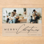 Modern Script Minimal Simple Photo Christmas Card Acryl Uitnodigingen (Voorkant)