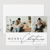 Modern Script Minimal Simple Photo Merry Christmas Feestdagenkaart (Voorkant / Achterkant)