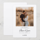 Modern Script Minimal Wedding Photo Save the Date (Voorkant / Achterkant)
