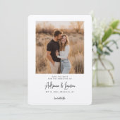 Modern Script Minimal Wedding Photo Save the Date (Staand voorkant)