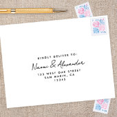 Modern Script Minimal Wedding RSVP Retouradres Zelfinktende Stempel