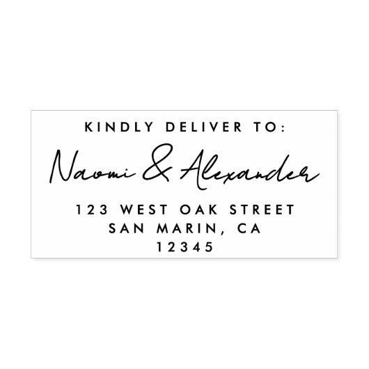 Modern Script Minimal Wedding RSVP Retouradres Zelfinktende Stempel (Design)