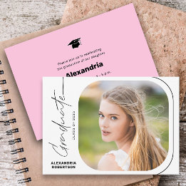 Modern script minimale foto afstudeerfeest kaart