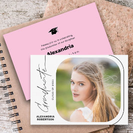 Modern script minimale foto afstudeerfeest kaart