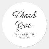 Modern Script Minimale kalligrafie Witte bruiloft Ronde Sticker (Voorkant)