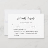 Modern Script Minimale kalligrafie Witte bruiloft RSVP Kaartje (Voorkant)