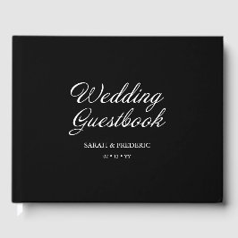Modern Script Minimale kalligrafie Zwart Bruiloft Gastenboek