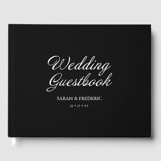 Modern Script Minimale kalligrafie Zwart Bruiloft Gastenboek (Voorkant)