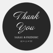 Modern Script Minimale kalligrafie Zwart Bruiloft Ronde Sticker (Voorkant)