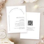 Modern Script Minimalist Arch QR code Details Notitiekaartje