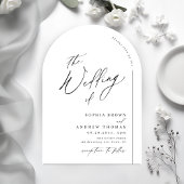 Modern script minimalist arch wedding kaart