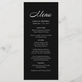 Modern Script Minimalist Black Wedding Menu