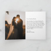 Modern Script minimalist Heart Photo Wedding Bedankkaart (Binnen)