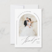Modern Script Minimalist Photo Arch Wedding Bedankkaart (Voorkant)