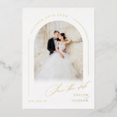 Modern Script Minimalist Photo Arch Wedding Folie Uitnodiging (Voorkant)
