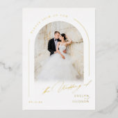 Modern Script Minimalist Photo Arch Wedding Folie Uitnodiging (Voorkant)