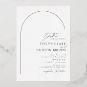 Modern Script Minimalist Photo Arch Wedding Folie Uitnodiging (Achterkant)