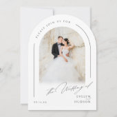 Modern Script Minimalist Photo Arch Wedding Kaart (Voorkant)