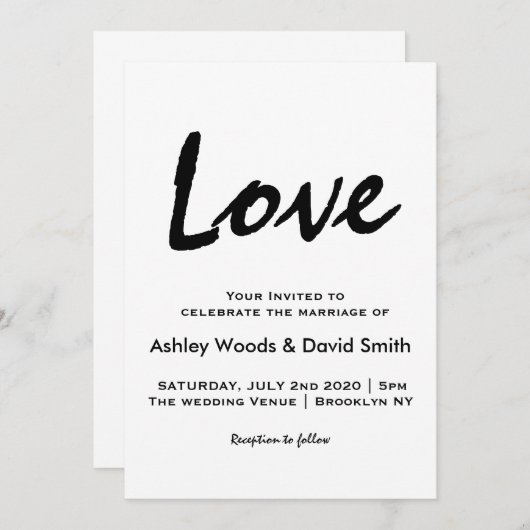 Modern Script minimalist Weddenschap Kaart (Voorkant / Achterkant)