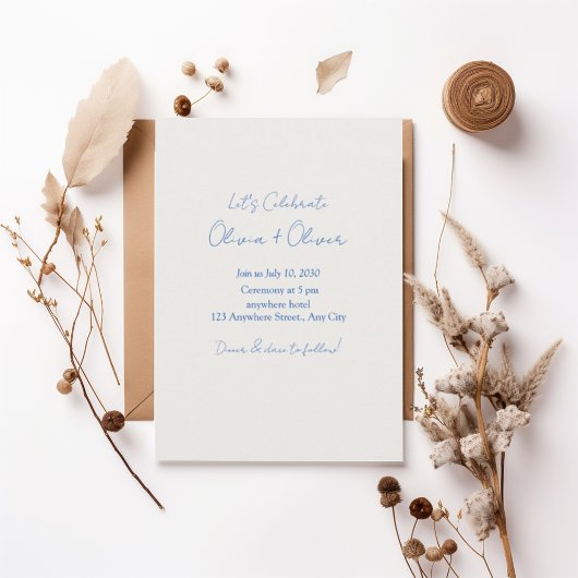 Modern Script Minimalist Wedding Invitation Kaart