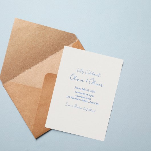 Modern Script Minimalist Wedding Invitation Kaart