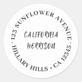 Modern Script Minimalist White Design Ronde Sticker (Voorkant)