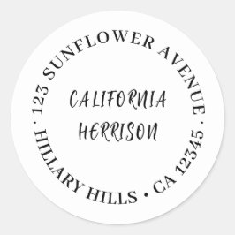 Modern Script Minimalist White Design Ronde Sticker