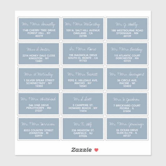 Modern Script Minimalistic Wedding Guest Address Sticker (Vel)