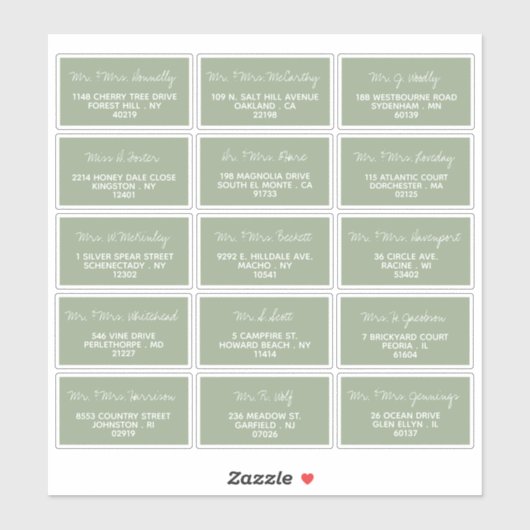 Modern Script Minimalistic Wedding Guest Address Sticker (Vel)