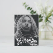 Modern script minimalistisch Afstuderen volledige Uitnodiging Briefkaart (Staand voorkant)