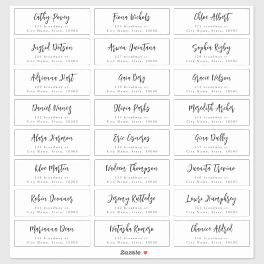 Modern script minimalistisch bruiloft gastadres sticker (Vel)