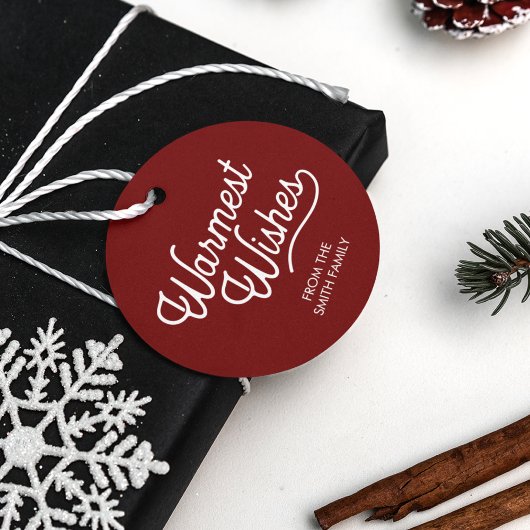 Modern Script Minimalistisch Klassieke Kerstvakant Bedankjes Labels