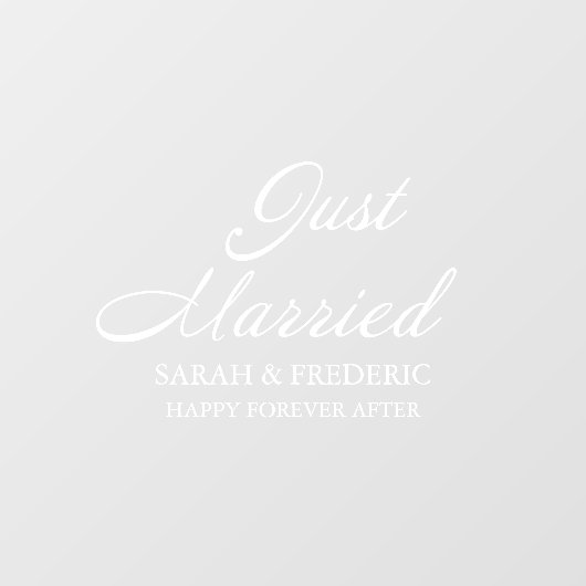 Modern script minimalistisch net getrouwd bruiloft raamsticker (Vel)