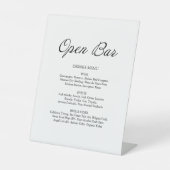 Modern Script minimalistisch open bar wit bruiloft Reclamebord Met Voetstuk (Voorkant)