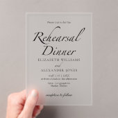 Modern Script minimalistisch repetitie diner Acryl Uitnodigingen (Insitu (Draagbaar))