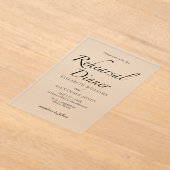 Modern Script minimalistisch repetitie diner Acryl Uitnodigingen (Laagn)