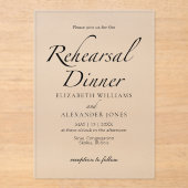 Modern Script minimalistisch repetitie diner Acryl Uitnodigingen (Voorkant)