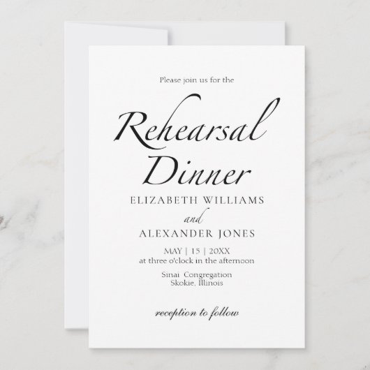 Modern Script minimalistisch repetitie diner Kaart (Voorkant)