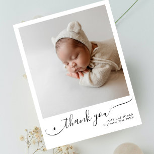 Modern Script Minimalistische Foto Nieuwe Baby Bed Briefkaart
