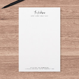 Modern Script minimalistische gepersonaliseerde fa Briefpapier