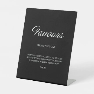 Modern Script minimalistische gunsten zwart bruilo Reclamebord Met Voetstuk