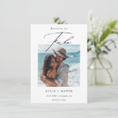 Modern Script Minimalistische Spaanse trouwfoto Save The Date (Staand voorkant)