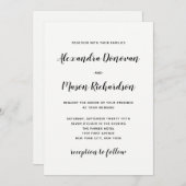 Modern script | Minimalistische zwart-wit bruiloft Kaart (Voorkant / Achterkant)