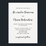 Modern script | Minimalistische zwart-wit bruiloft Kaart<br><div class="desc">Deze eenvoudige en stijlvolle huwelijksuitnodiging is voorzien van moderne zwarte scripttypografie op een schone witte achtergrond,  voor een minimalistische look die nog steeds een statement maakt.</div>